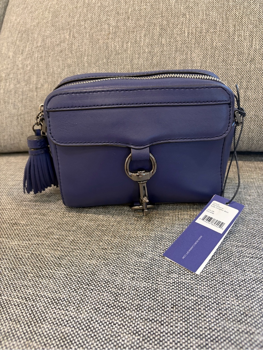 Rebecca Minkoff Purple Leather Crossbody Camera Bag with Tassel